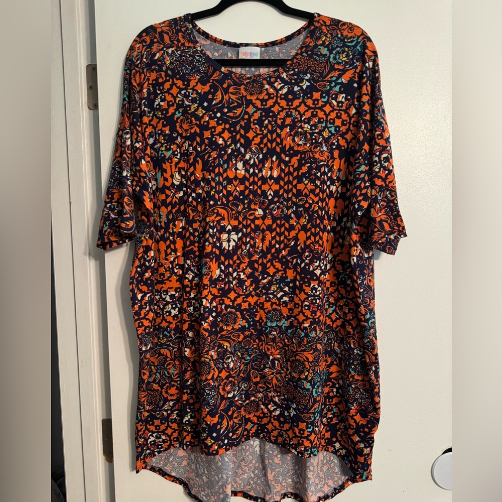 Lularoe Irma High low Tunic size XL orange navy